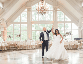 A bride and a groom share a dance before their guests arrive | Elegant Music Group - EMG